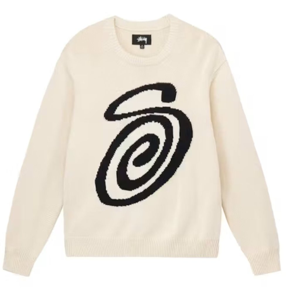 Stussy Curly S Logo Sweater Cream
